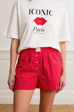 Pyjamashort met stippen van katoen;${refinementColor}