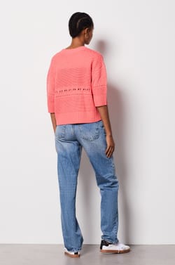 Short-sleeved openwork sweater;${refinementColor}