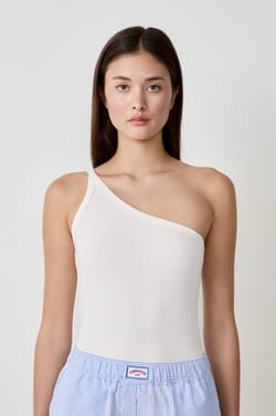 Asymmetric Cotton Tank Top;${refinementColor}