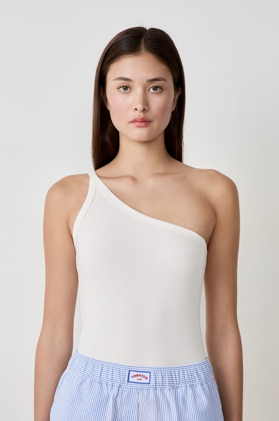 Asymmetric Cotton Tank Top;${refinementColor}