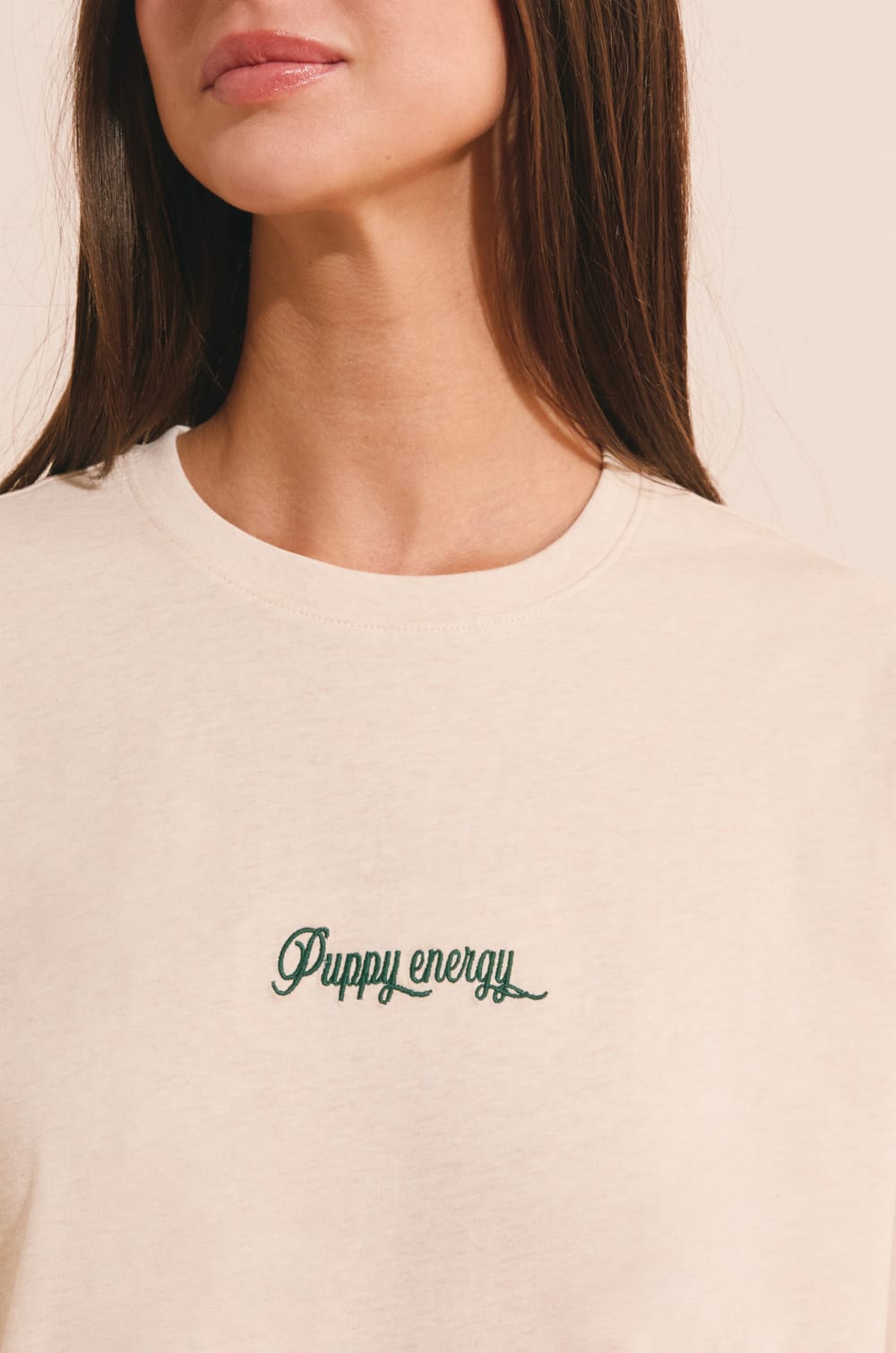 Chemise de nuit en coton avec inscription " Puppy energy;${refinementColor}