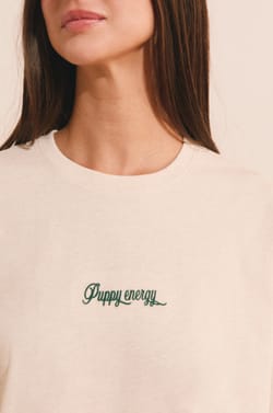 Chemise de nuit en coton avec inscription " Puppy energy;${refinementColor}