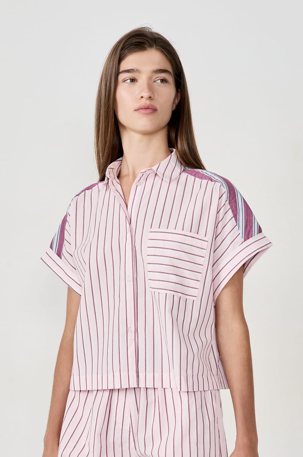 Chemise de pyjama à rayures;${refinementColor}