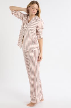 Pyjama Hose mit Streifen aus Satin;${refinementColor}