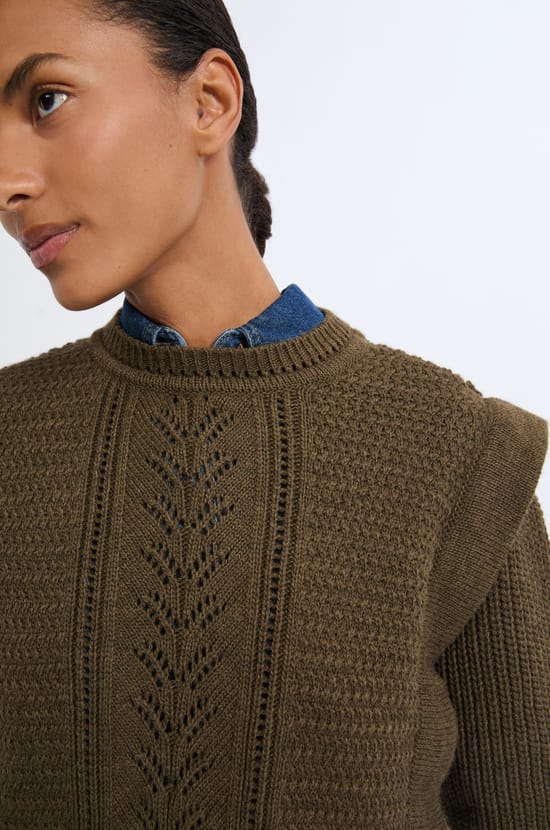 Wool Sweater With Shoulder Pads;${refinementColor}