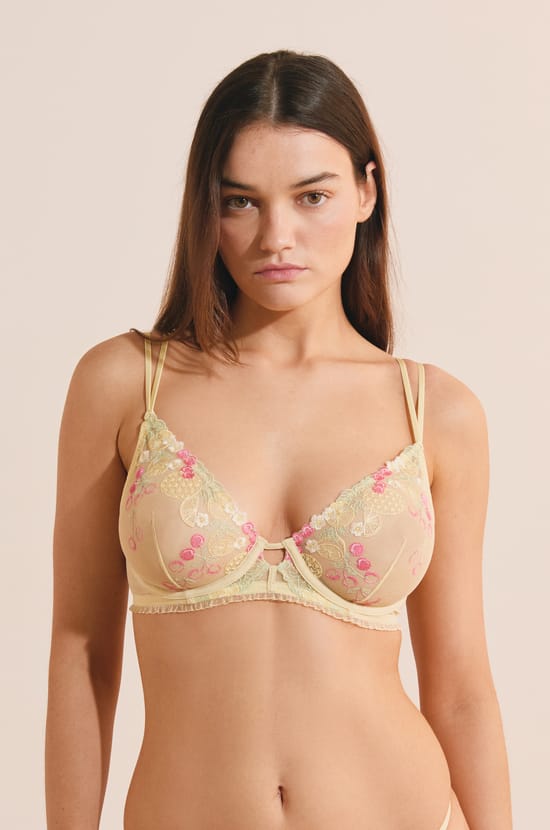 Classic bra with embroidered fruit motifs;${refinementColor}