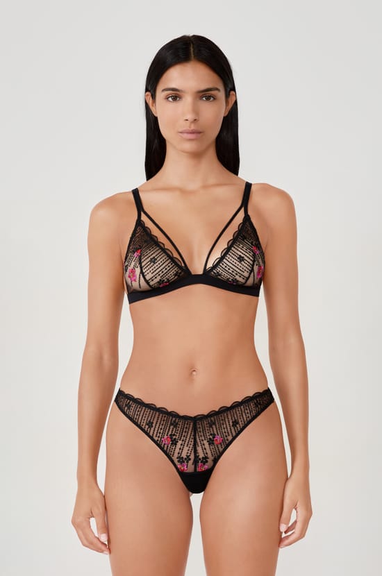 Soutien-gorge triangle avec broderie;${refinementColor}