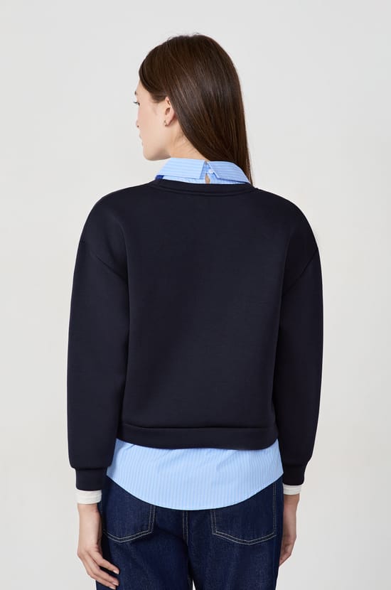 Sweat avec col chemise;${refinementColor}