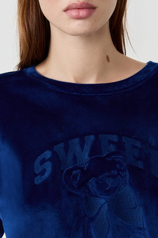Sweat de pyjama effet velours;${refinementColor}