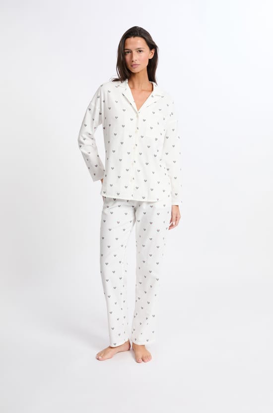 Ensemble de pyjama 2 pièces à motifs coeurs en coton;${refinementColor}