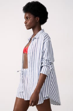 Chemise de plage rayée;${refinementColor}