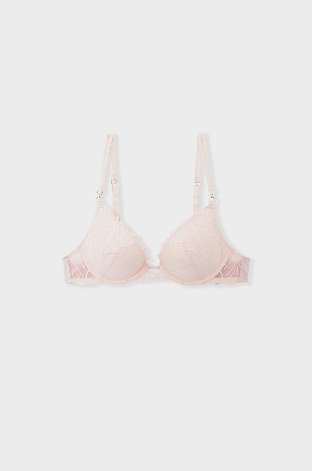 N.2 Bra - The plunge push-up bra in floral embroidery;${refinementColor}