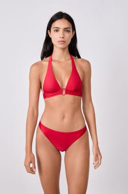 Triangle bikini top with ring detail;${refinementColor}