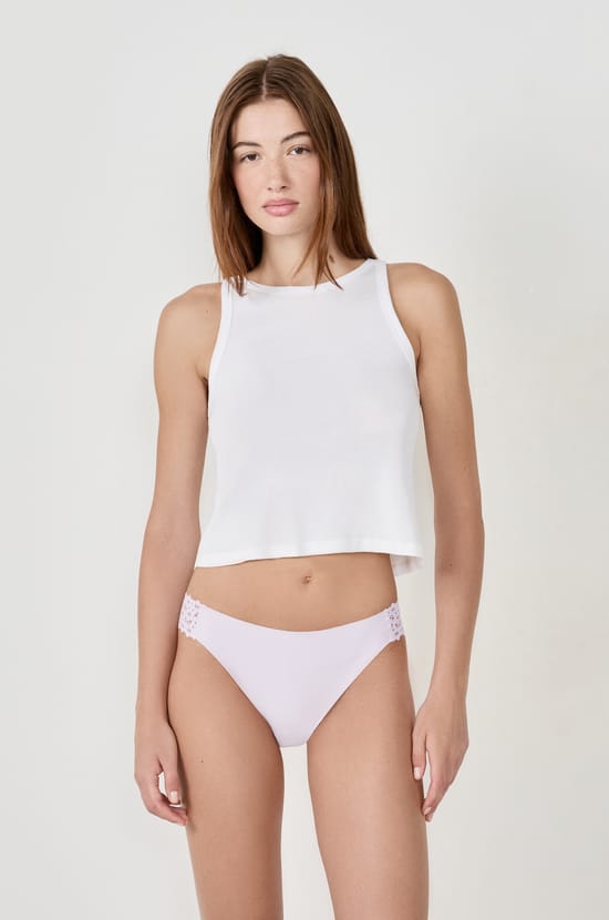 Culotte en microfibre et dentelle;${refinementColor}