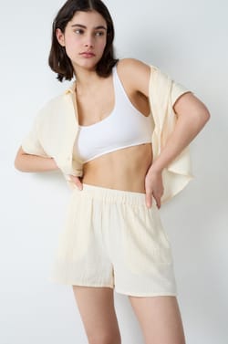 Short de pyjama en gaze de coton;${refinementColor}