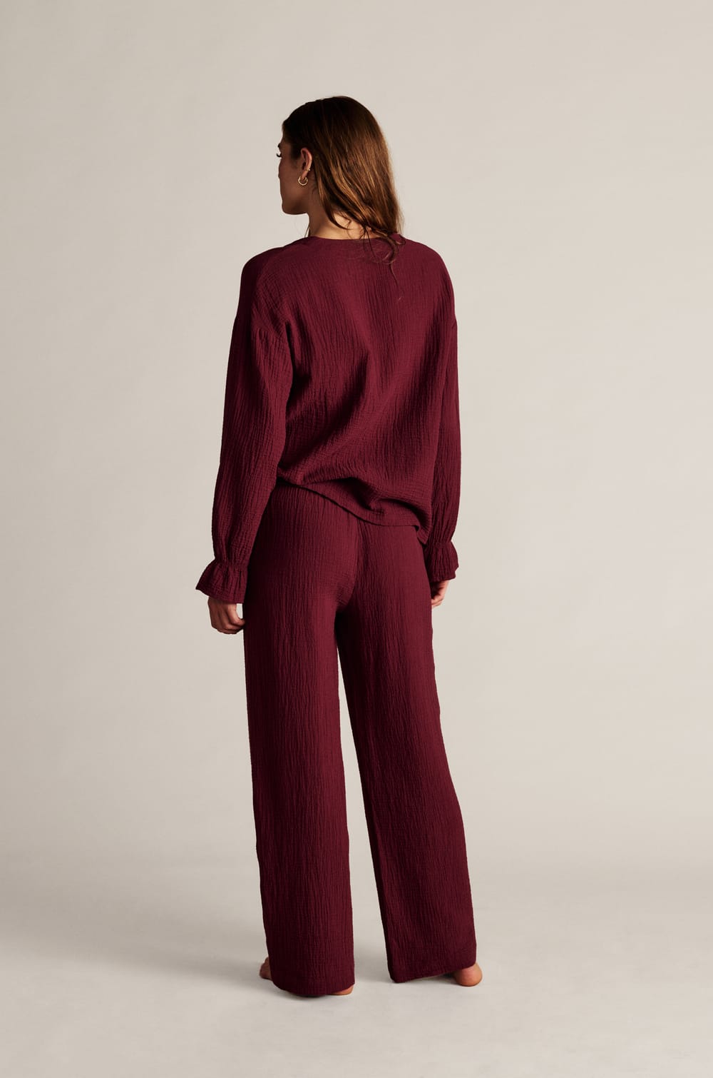 Pantalon de pyjama &agrave; motifs en coton;${refinementColor}