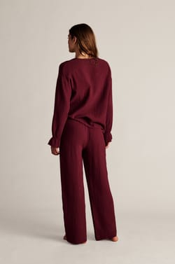 Pantalon de pyjama &agrave; motifs en coton;${refinementColor}