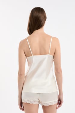 Silk Camisole with Lace Details;${refinementColor}