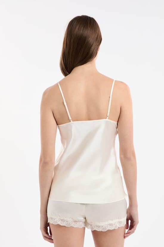 Silk Camisole with Lace Details;${refinementColor}