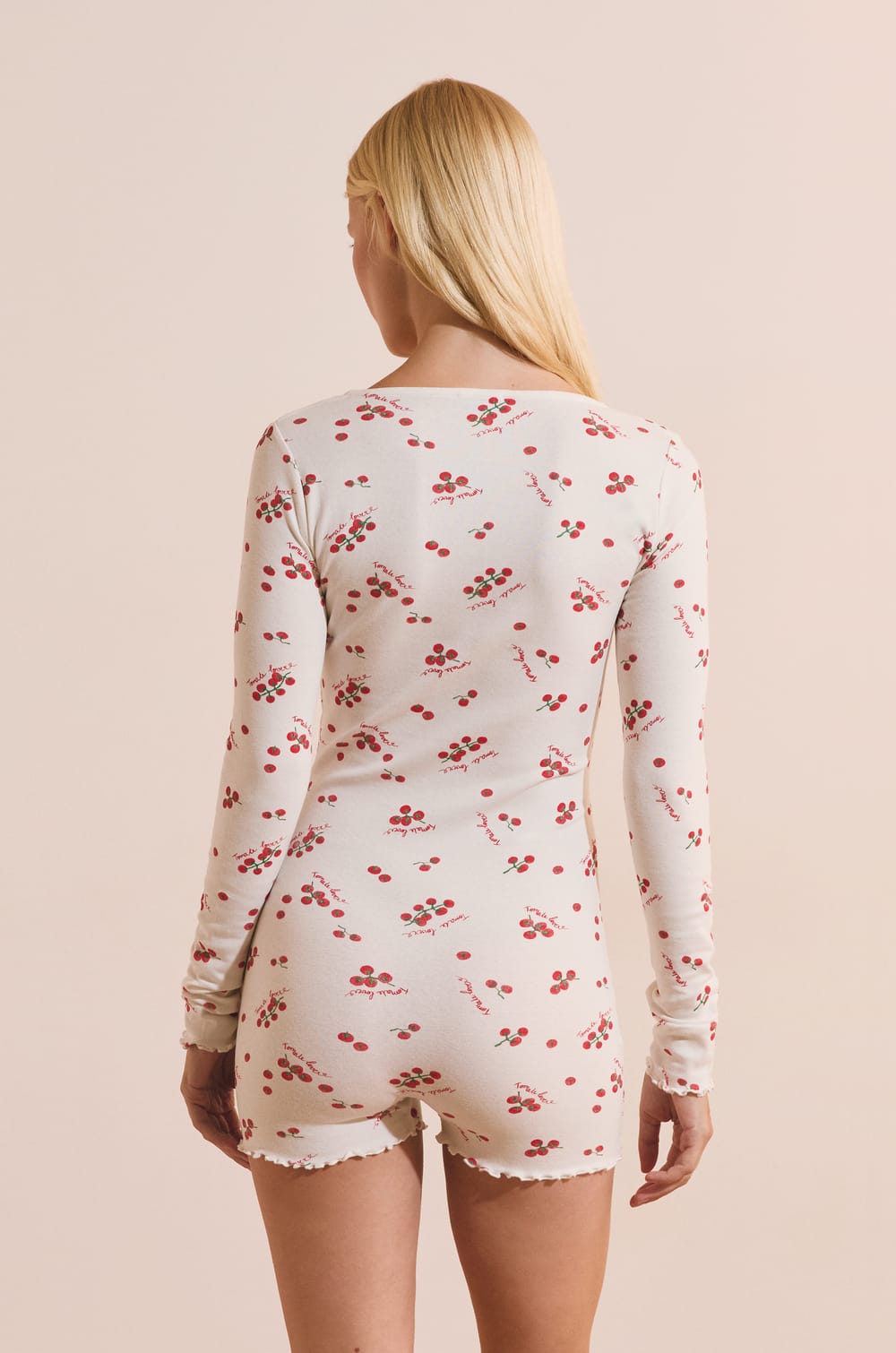 Combishort de pyjama en coton &agrave; motifs tomates;${refinementColor}