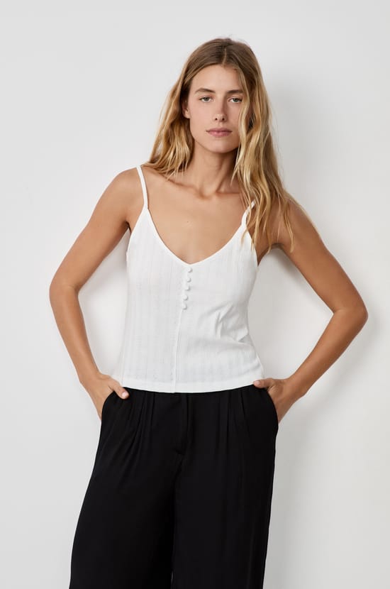Cotton Tank Top with Thin Straps;${refinementColor}