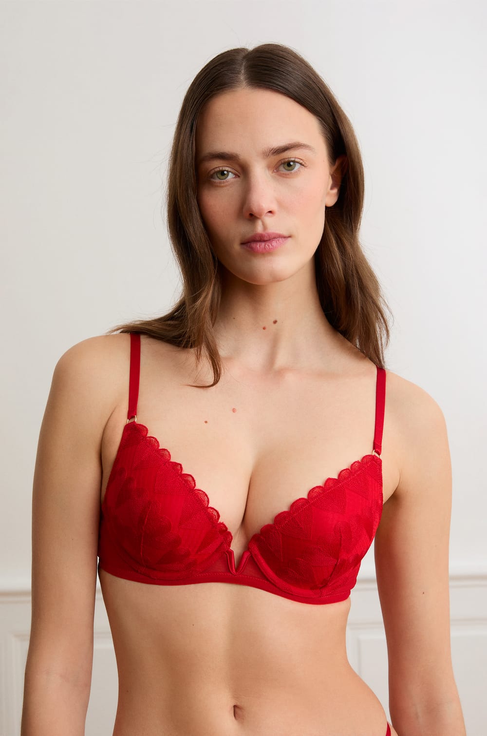 Soutien-gorge N.2 - Push-up plongeant &agrave; broderie c&oelig;urs;${refinementColor}