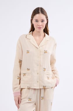 Cotton patterned pyjama shirt;${refinementColor}