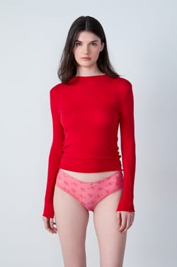 Printed Boyshort with Lace Details;${refinementColor}