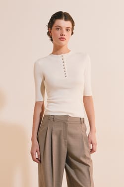 T-shirt &agrave; boutons avec coton;${refinementColor}