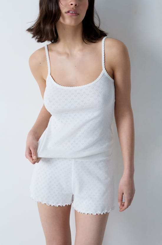 Caraco en coton pointelle;${refinementColor}