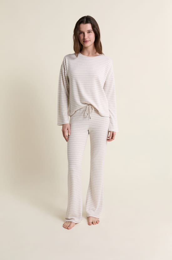 Sweatshirt de pyjama &agrave; rayures;${refinementColor}