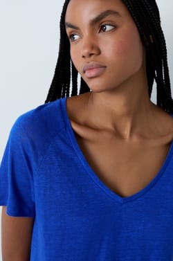 Short-Sleeved Linen Pyjama T-shirt;${refinementColor}