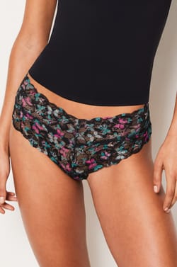 Lace Print V-Shape Hipster;${refinementColor}