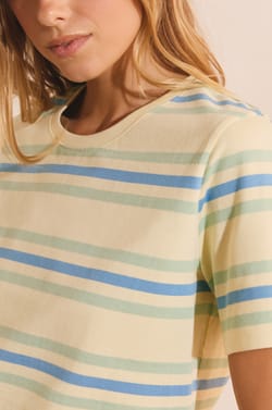 T-shirt &agrave; rayures en coton;${refinementColor}