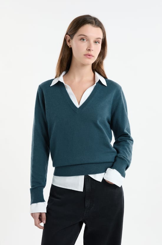 V-hals trui met wol;${refinementColor}