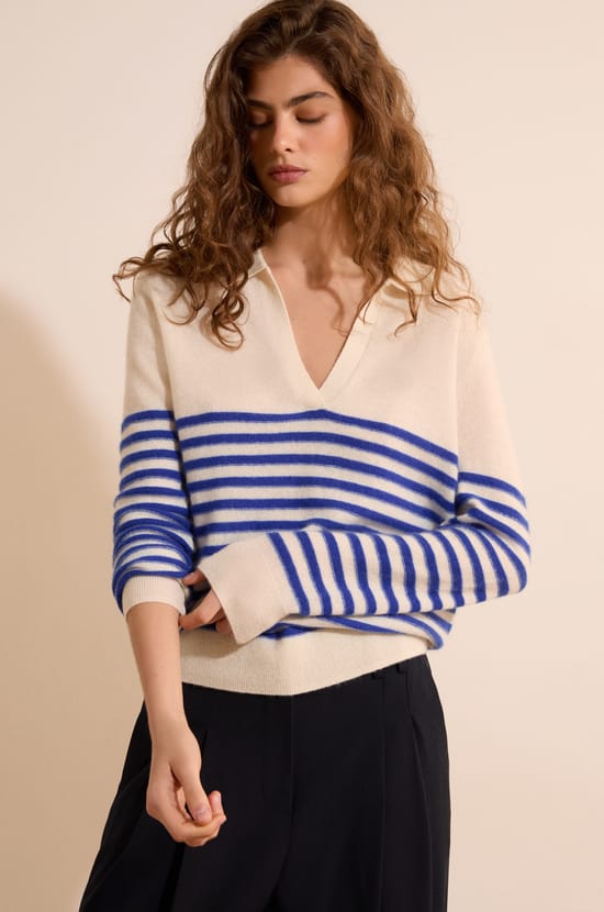 Pull col polo 100% cachemire;${refinementColor}