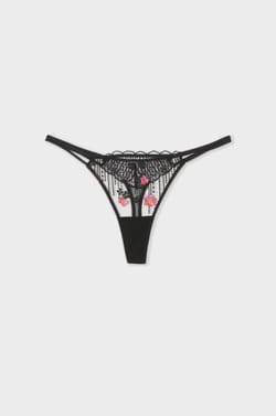 Embroidered Tulle Thong;${refinementColor}