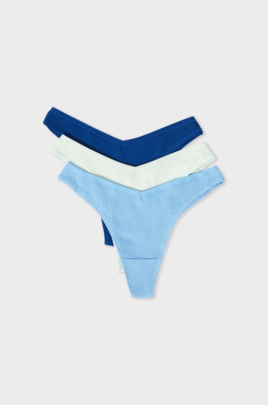 Lot de 3 tangas en coton;${refinementColor}