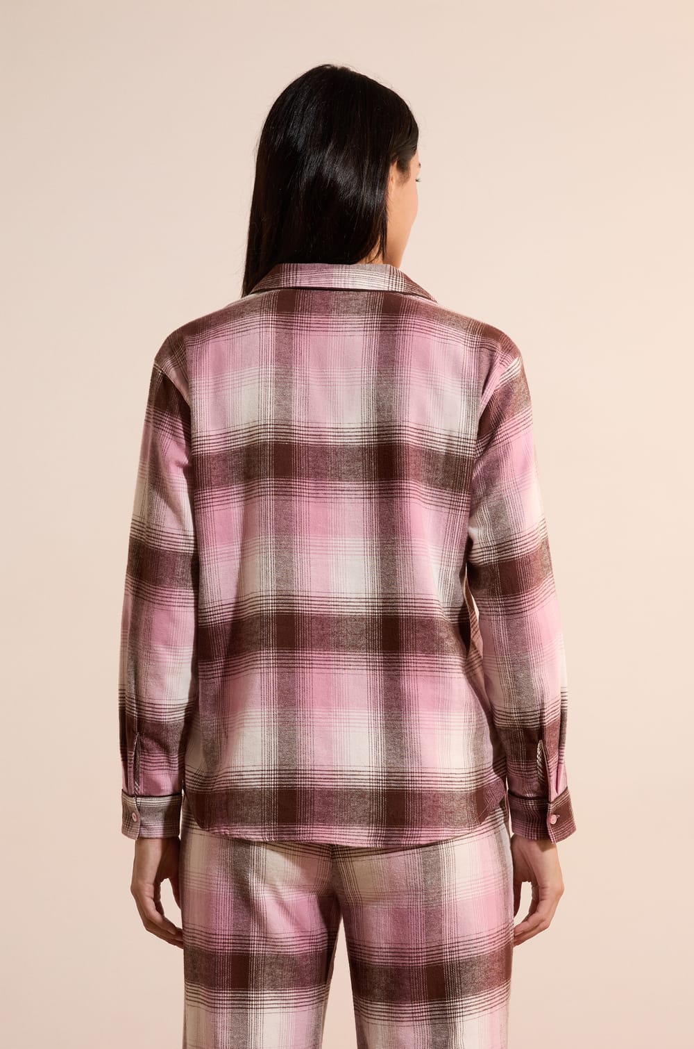Chemise de pyjama &agrave; carreaux en coton;${refinementColor}