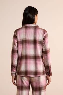 Chemise de pyjama &agrave; carreaux en coton;${refinementColor}