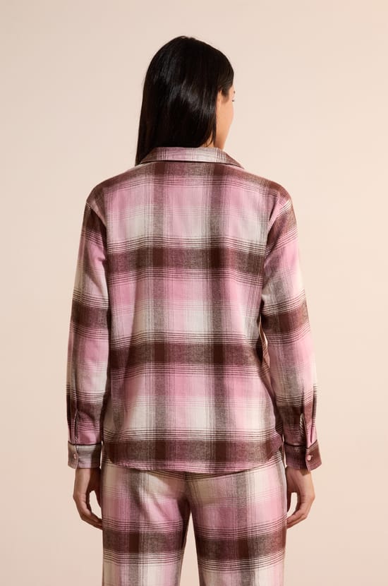 Chemise de pyjama &agrave; carreaux en coton;${refinementColor}