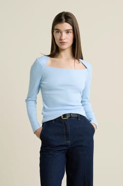 T-shirt manches longues encolure carr&eacute;e;${refinementColor}