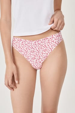 Tanga de microfibra sin costuras estampado;${refinementColor}