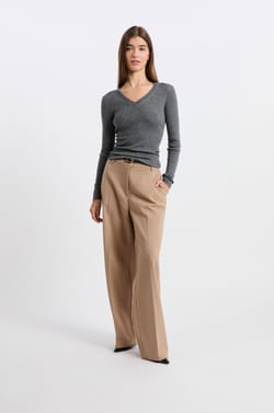 V-neck Sweater with Wool;${refinementColor}