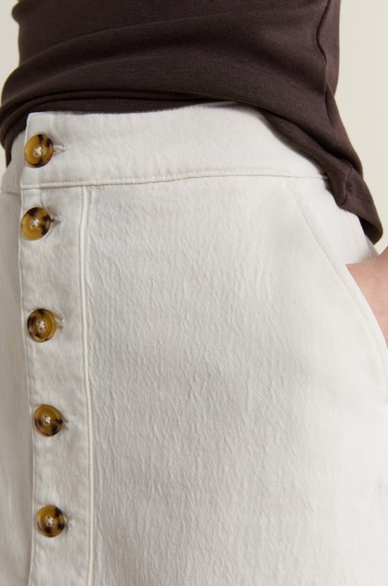 Cotton Button-Up Skirt;${refinementColor}