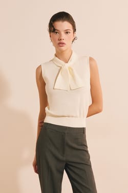 Pull sans manches avec lien &agrave; nouer en coton;${refinementColor}