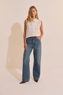 Chemise sans manches avec broderie en coton;${refinementColor}