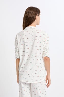 Patterned Cotton Pajama Shirt;${refinementColor}