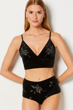 Embroidered Velvet Boyshorts;${refinementColor}