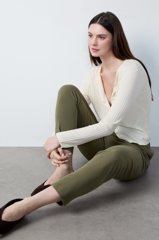 Cigarette Trousers with Tie Belt;${refinementColor}